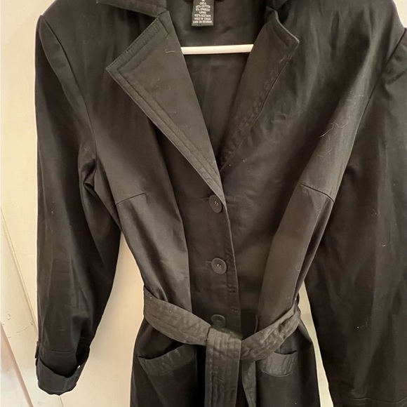 Spense Black Belted Dress Trench Single Breasted Coat Size M - Picture 2 of 8